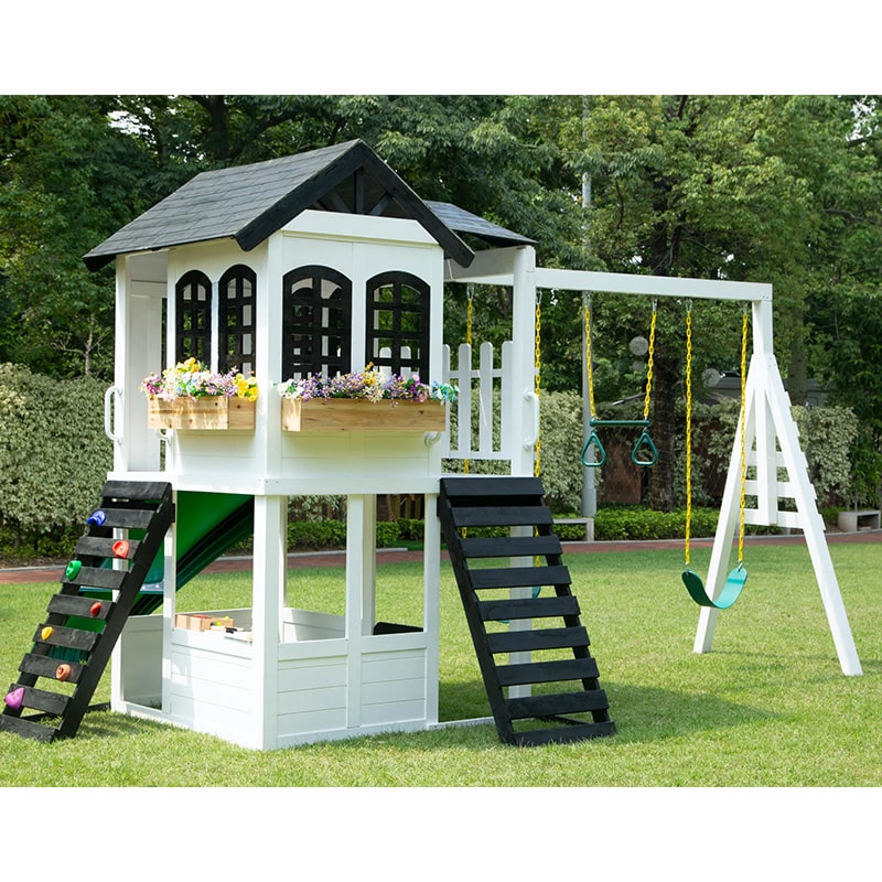 2MamaBees Reign 2 Story Playhouse with swing attachment