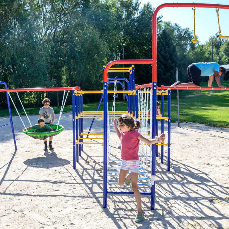ActivPlay Modular Jungle Gym,Swing Set, Monkey Bars, Hanging Bridge & more APJGC7 - Kids playing