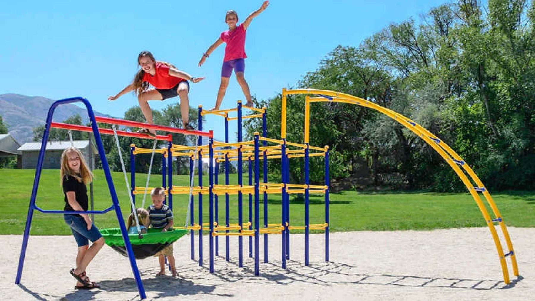Comparing Outdoor Playsets from ActivPlay Modular Jungle Gym with Swing Set and Lifetime Monkey Bar Adventure Swing Set Earthtone