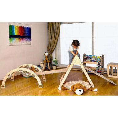 4_pieces_montessori_climbing_set_climbing_triangle_archrocker_and_2_ramps_toddler_on_top