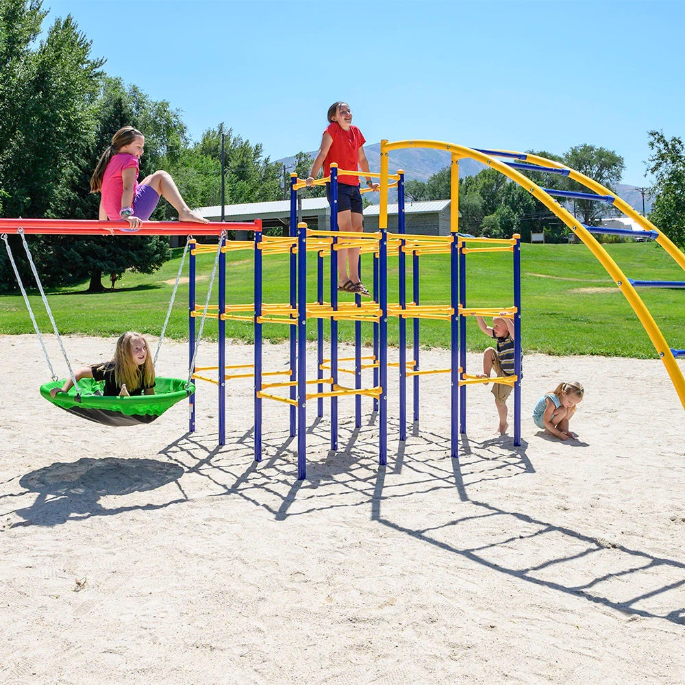 ActivPlay Saucer Swing and Arched Ladder Climber Accessory Modules SJG206 with kids playing on it