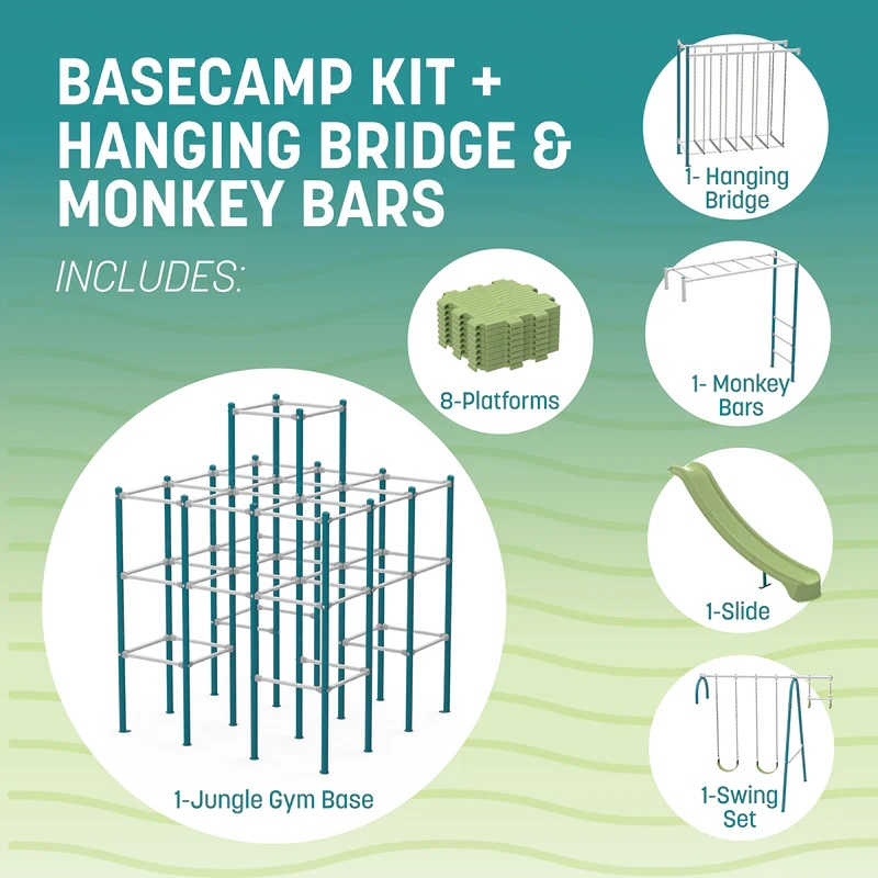 ActivPlay Base Camp Playground + Monkey Bars, Hanging Bridge Modules APJGC105 Contents