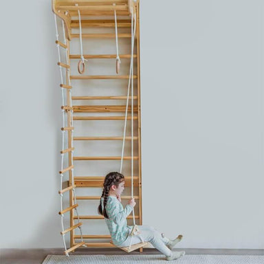 Swedish Wall Ladder Side View A Kid Swinging
