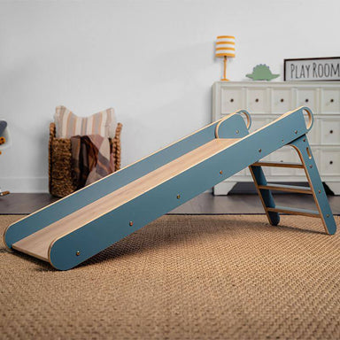 Avenlur Holland- Wooden Folding Slide Side View Blue Living Room