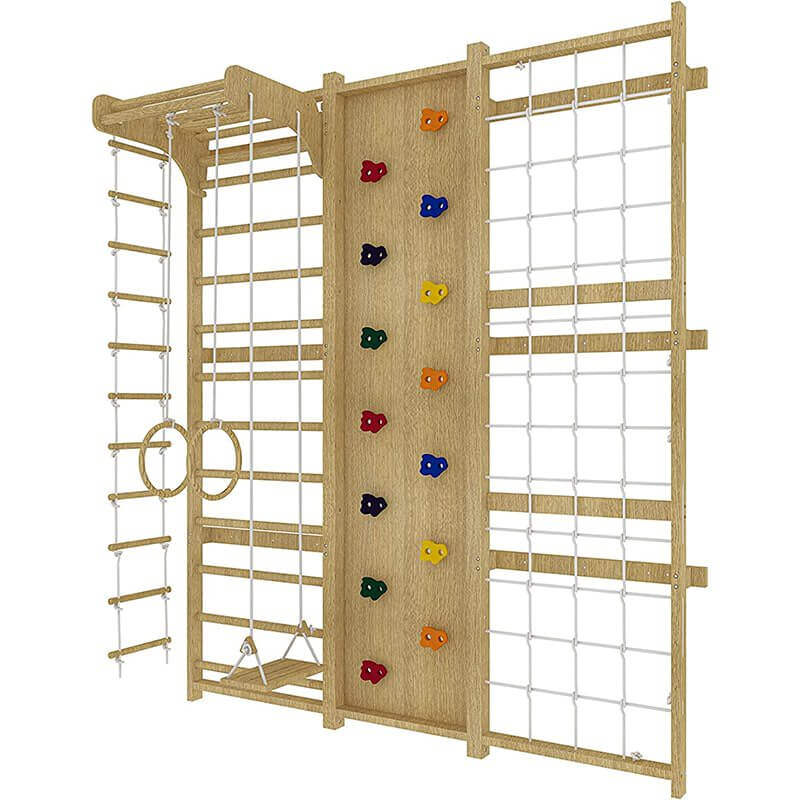 Avenlur Walnut - 9-in-1 Swedish Ladder Wall Gym Set Corner View Facing Left
