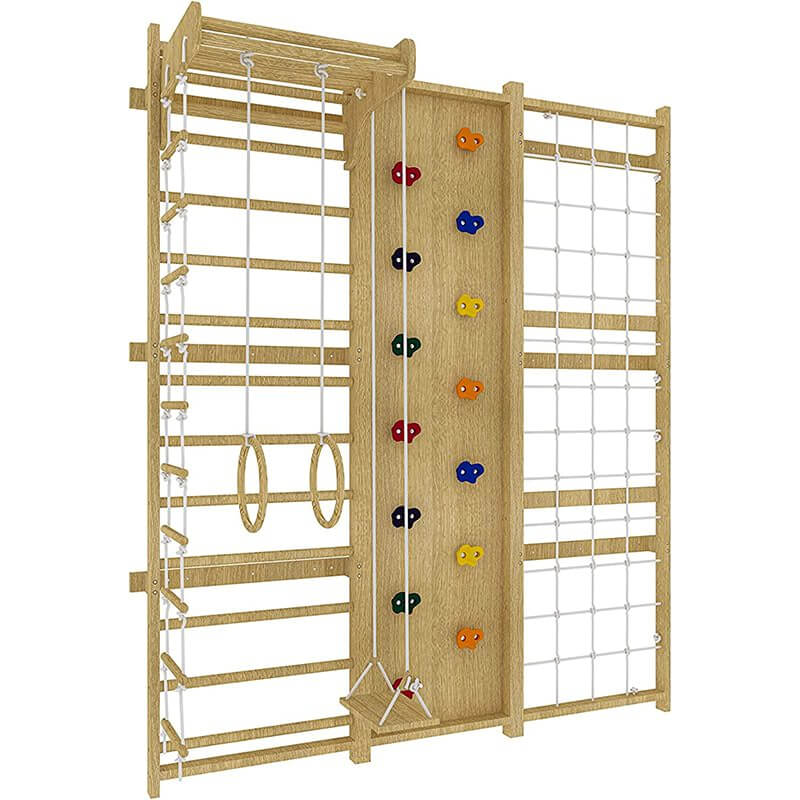 Avenlur Walnut - 9-in-1 Swedish Ladder Wall Gym Set Corner View Facing Right