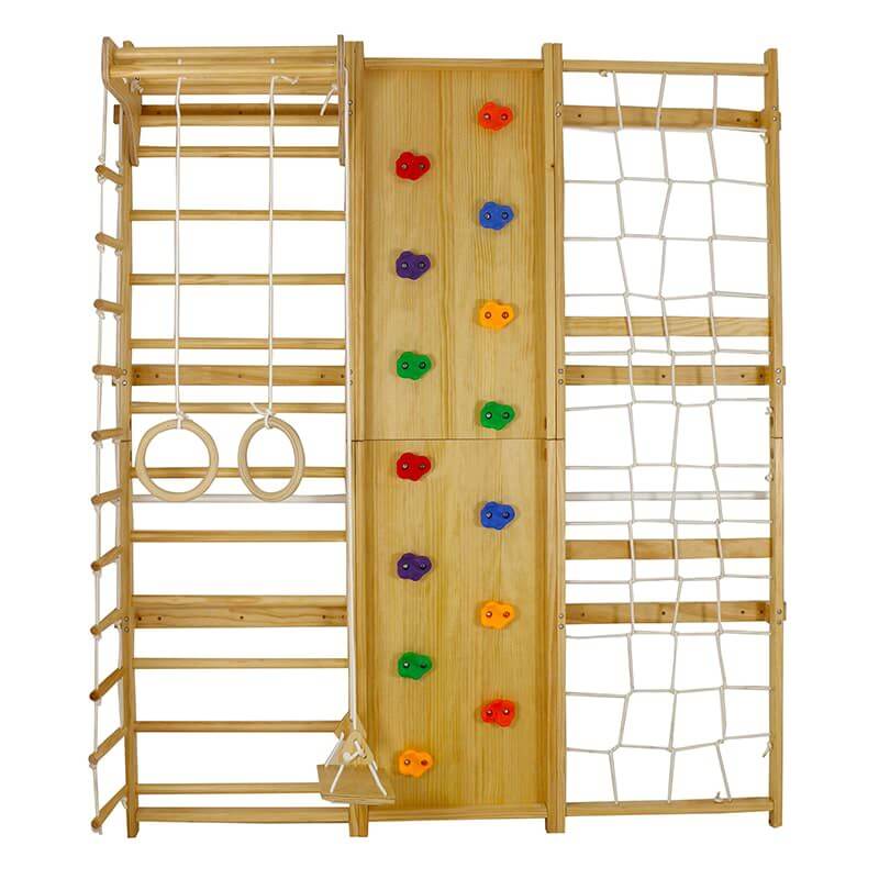 Avenlur Walnut - 9-in-1 Swedish Ladder Wall Gym Set Front View