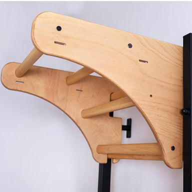 BenchK Adjustable Wooden Pull Up Bar In Oak Side View