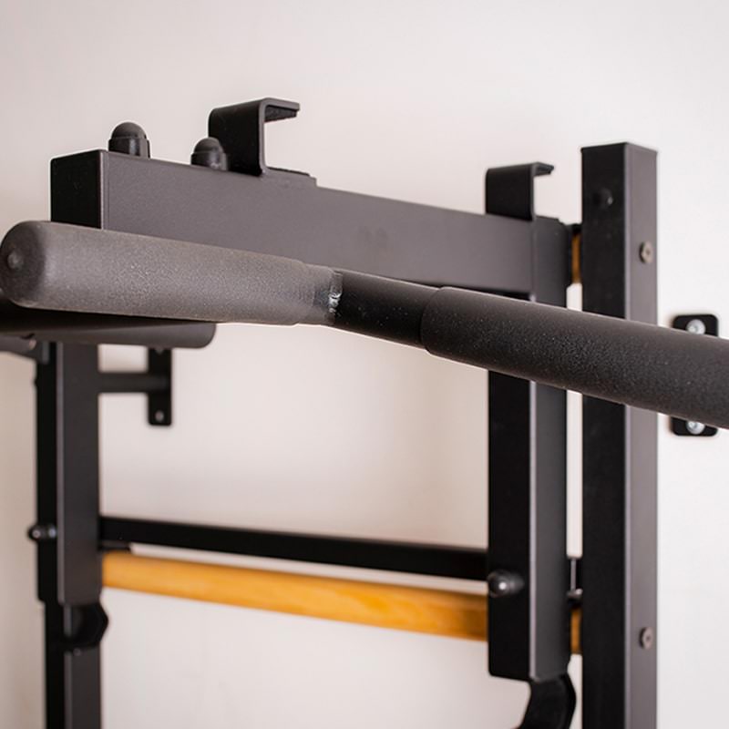 BenchK Wall Bars 733 for Home Gym Black Front Side View Up Close Pull Up Bar