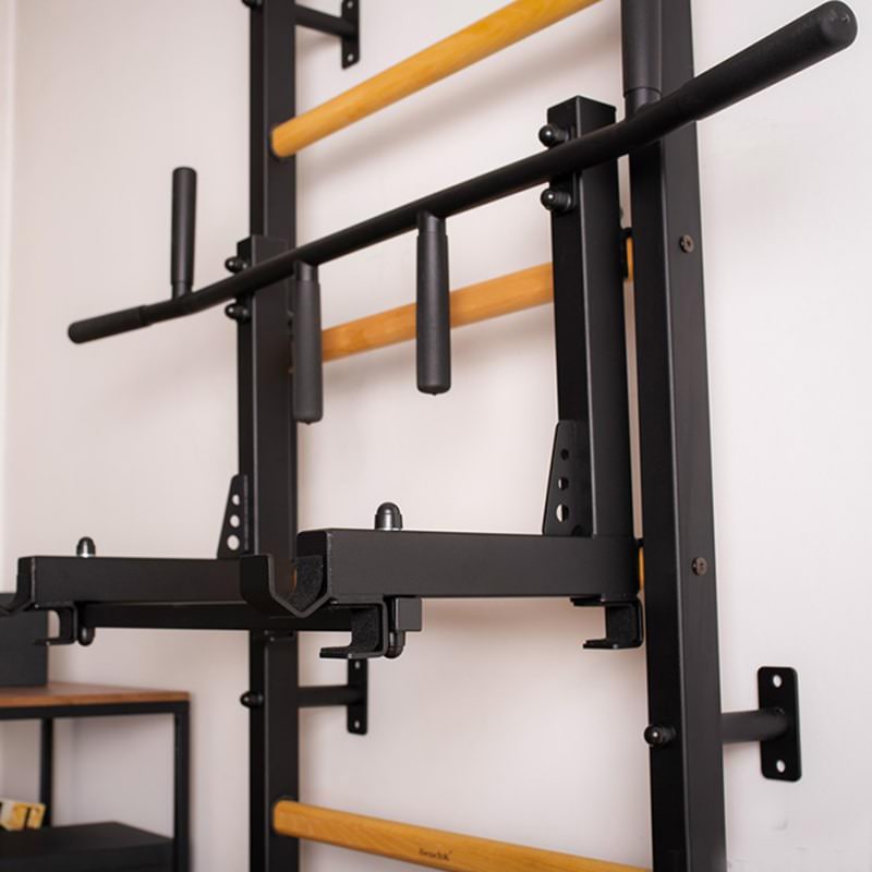 BenchK Wall Bars 733 for Home Gym Black Front View Details Pull Up Bar