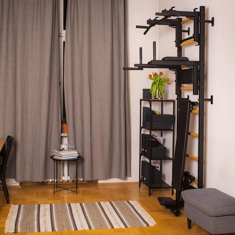 BenchK Wall Bars 733 for Home Gym Black Side View