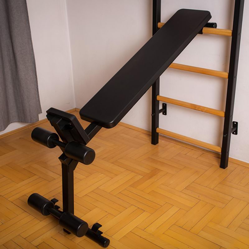 BenchK Wall Bars 733 for Home Gym Black Top Side View Workout Bench