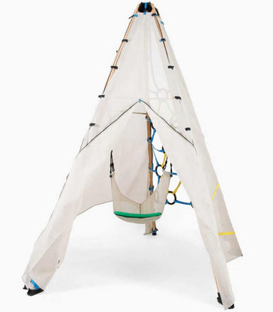 Bijou Build Swing hanging from inside Bijou Build Mainstay