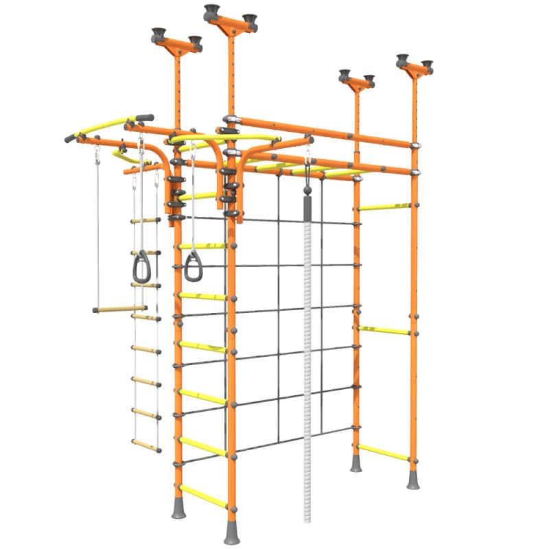 Brainrich Spider V3 Play Gym in orange with monkey bars and climbing rope