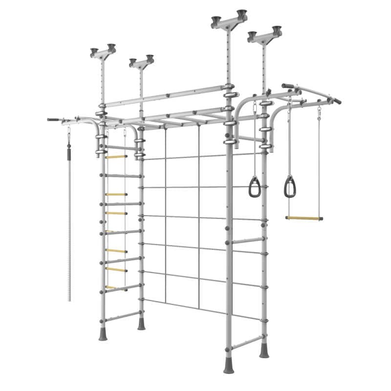 Brainrich Spider V3 Play Gym in white with trapeze , climbing rope and monkey bars