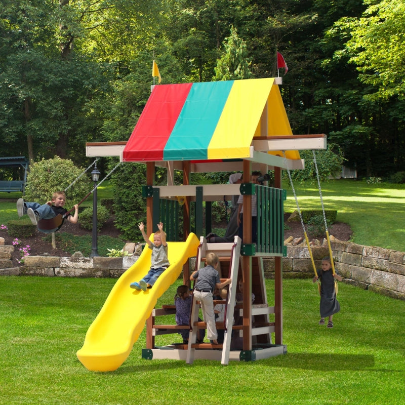 Family Space Saver Swing Set Kids Playing