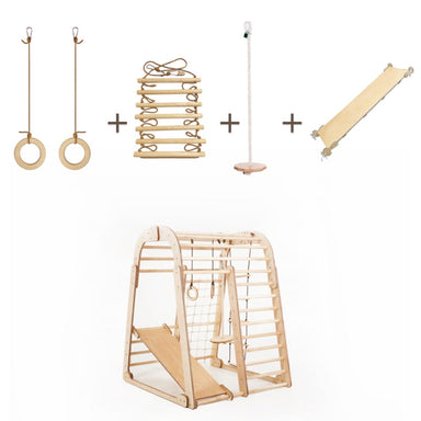 Indoor Wooden Playground for Children - 6in1 Playground pieces