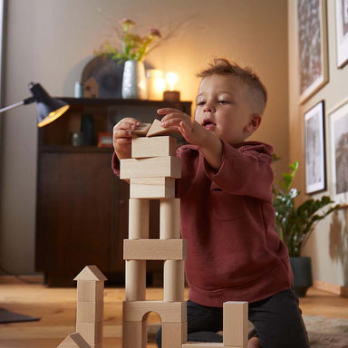 Kid Contructing With Basic Building Blocks 26 Piece Starter Set