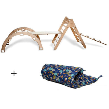 Kidodido 5 Pieces Climbing Set - Climbing Triangle  Arch Rocker , XL Pillow and 2 Ramps Front View Bundle