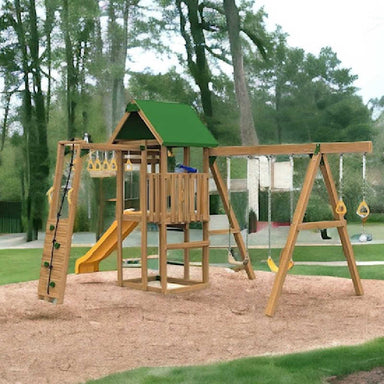 Playstar Plateau Bronze Outdoor Playset in a backyard