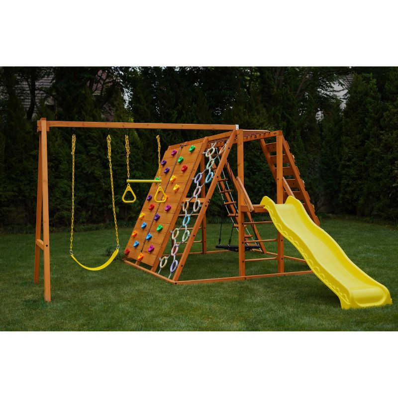Sycamore Swing Set and outdoor Climber front view