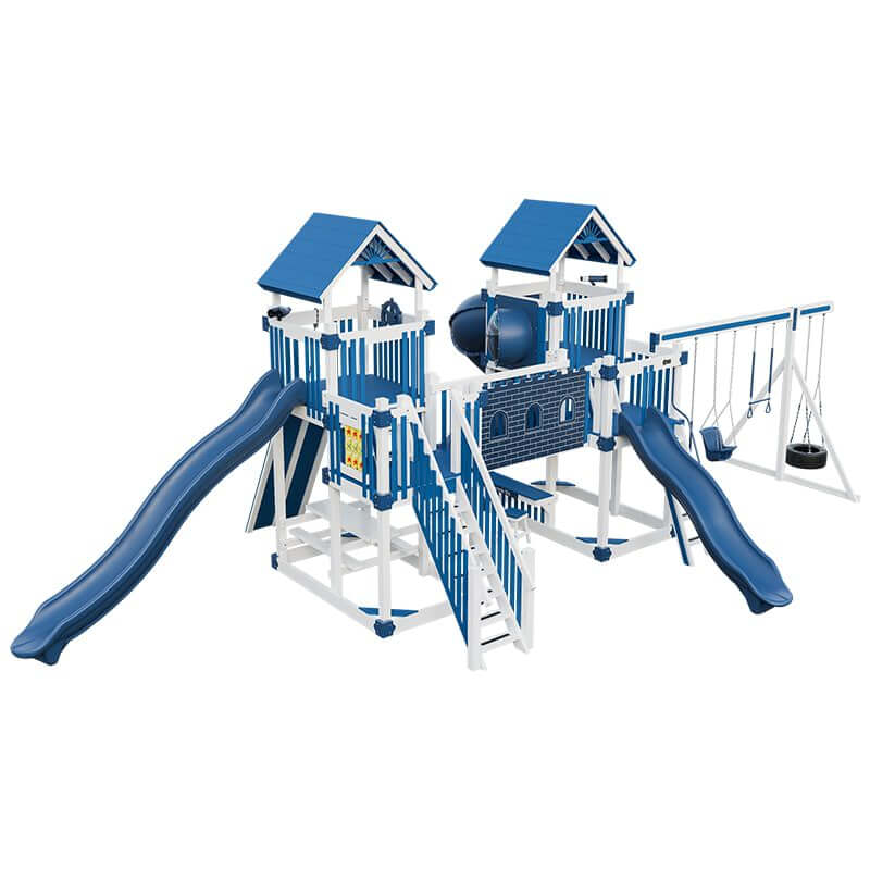 fortress amish made playset with fort white blue front left