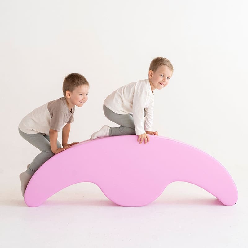 Soft Play Double Rocker - Buddy in light pink with boys climbing