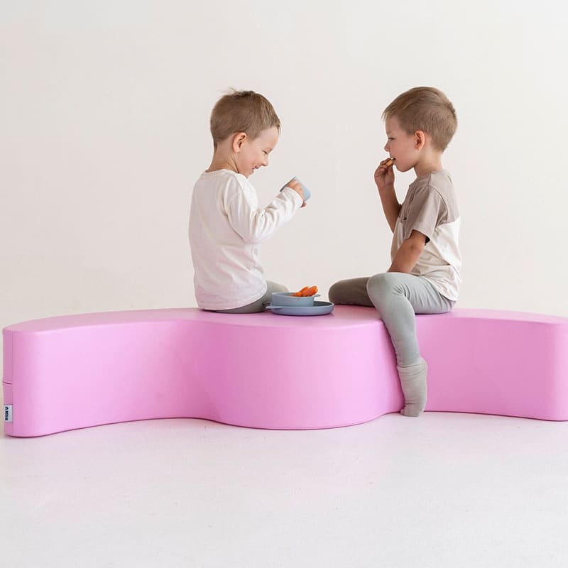 Soft Play Double Rocker - Buddy in light pink with boys sitting