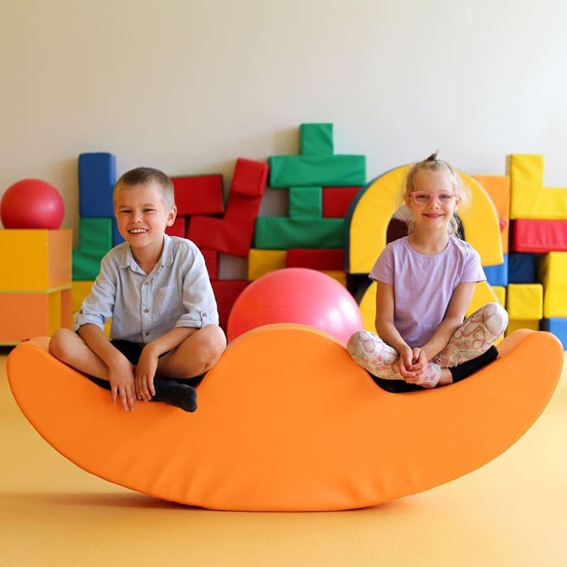 Soft Play Double Rocker - Buddy in orange with kdis