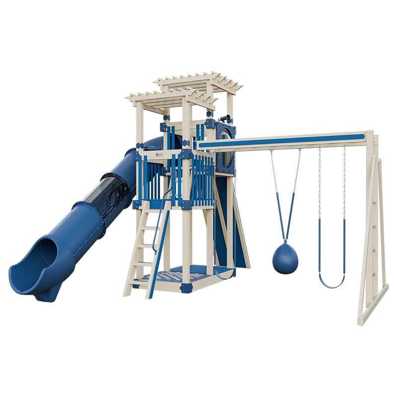 super 48 sidekick vinyl playset with slide almond blue front right
