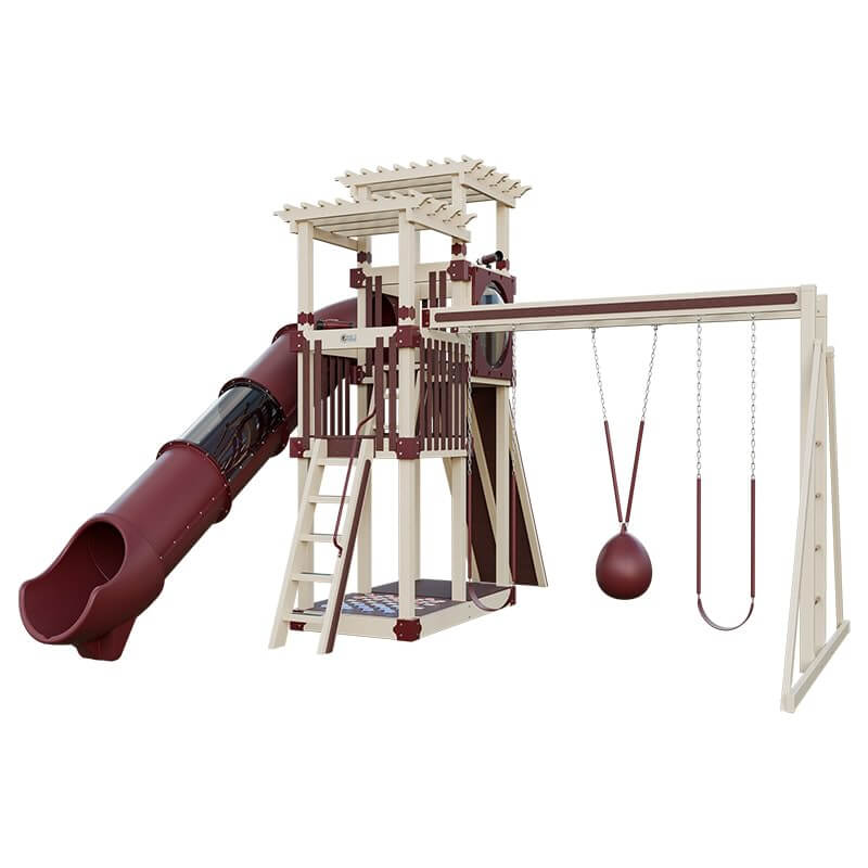 super 48 sidekick vinyl playset with slide almond red front right