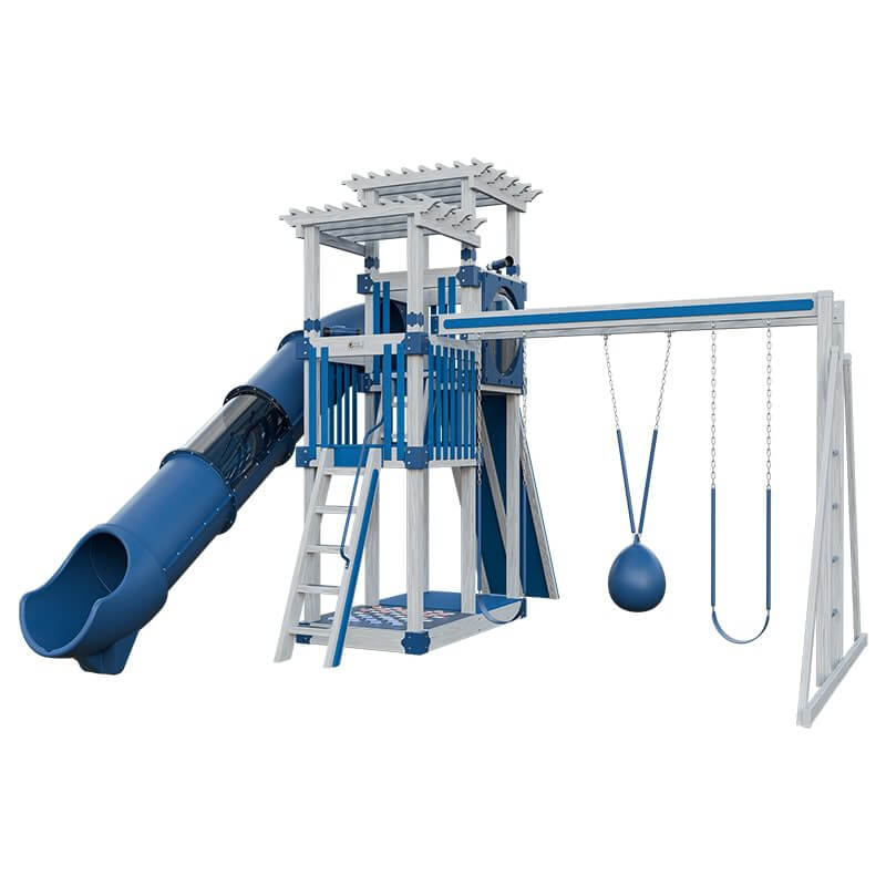 super 48 sidekick vinyl playset with slide ash wood blue front right