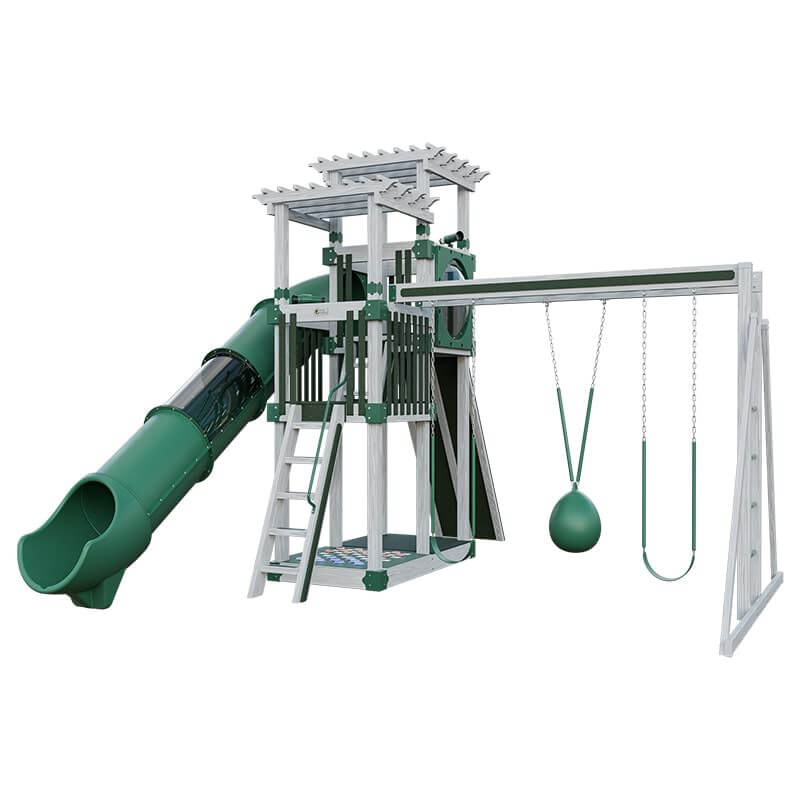 super 48 sidekick vinyl playset with slide ash wood green front right
