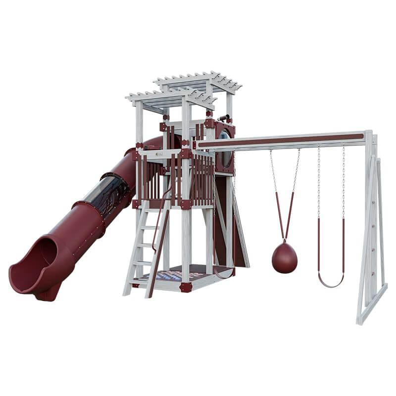 super 48 sidekick vinyl playset with slide ash wood red front right