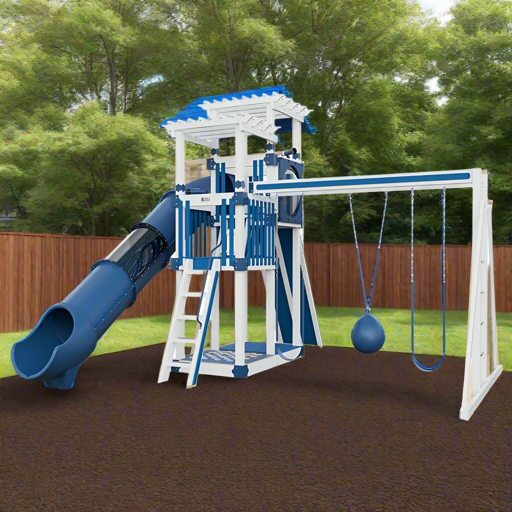 super 48 sidekick vinyl playset with slide white blue front right