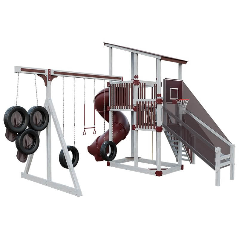 super 59 sports tower vinyl playset ash wood red back left