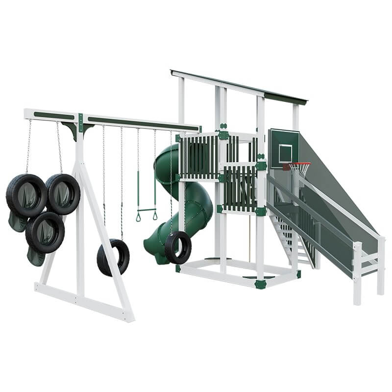 super 59 sports tower vinyl playset white green back left
