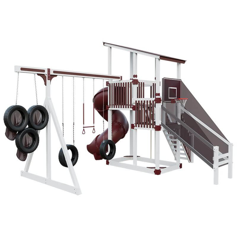 super 59 sports tower vinyl playset white red back left