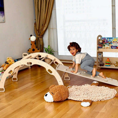 wooden climbing arch rocker with ladder with ladder