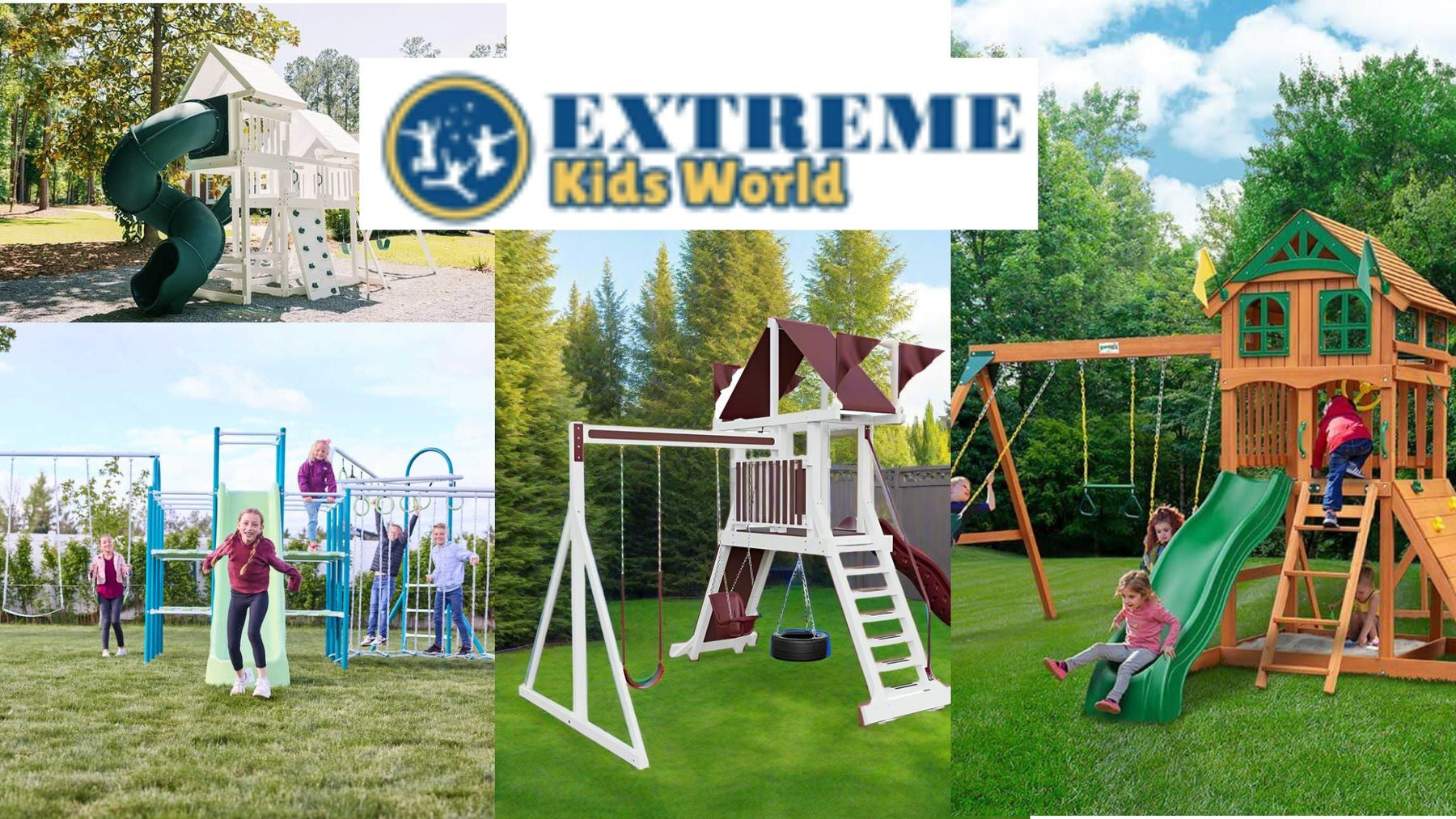Outdoor playsets in metal, wood, poly and vinyl
