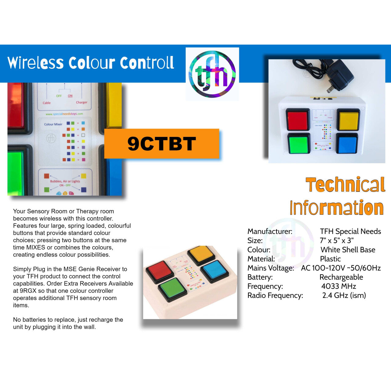4 button wireless color controler technical information