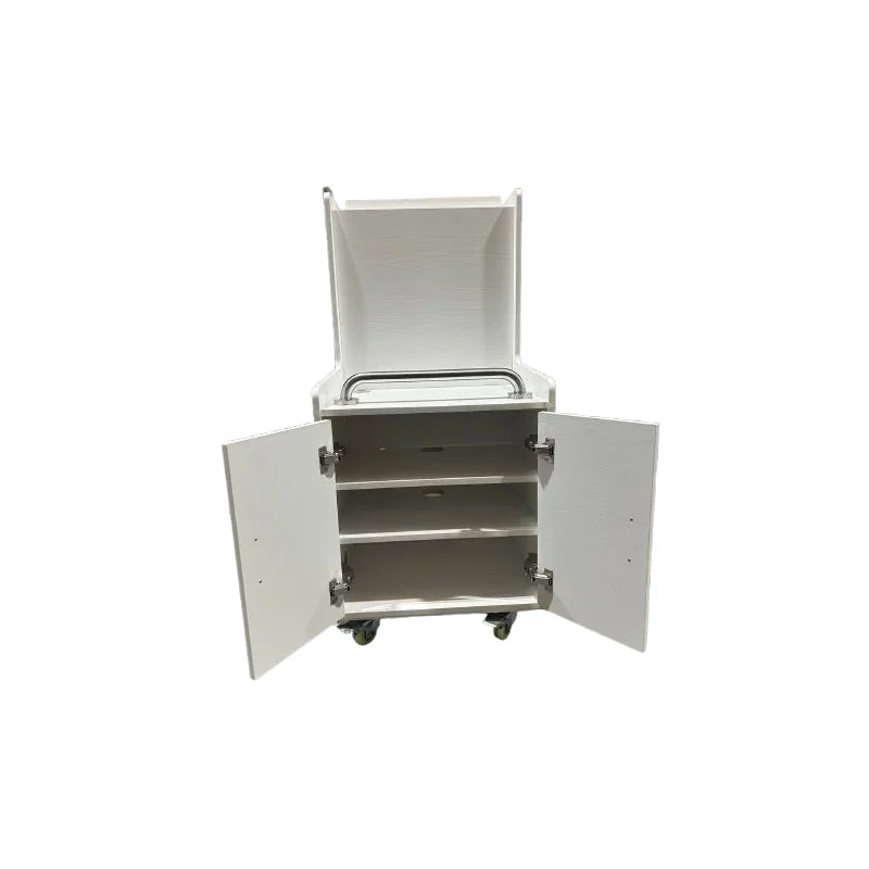 4ft Mobile Sensory Room with Projector - open storage shelves and rear handle