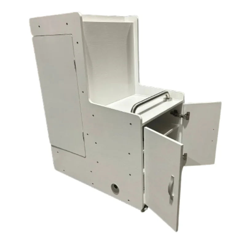 4ft Mobile Sensory Room with Projector - angled view of the storage cabinet and handle