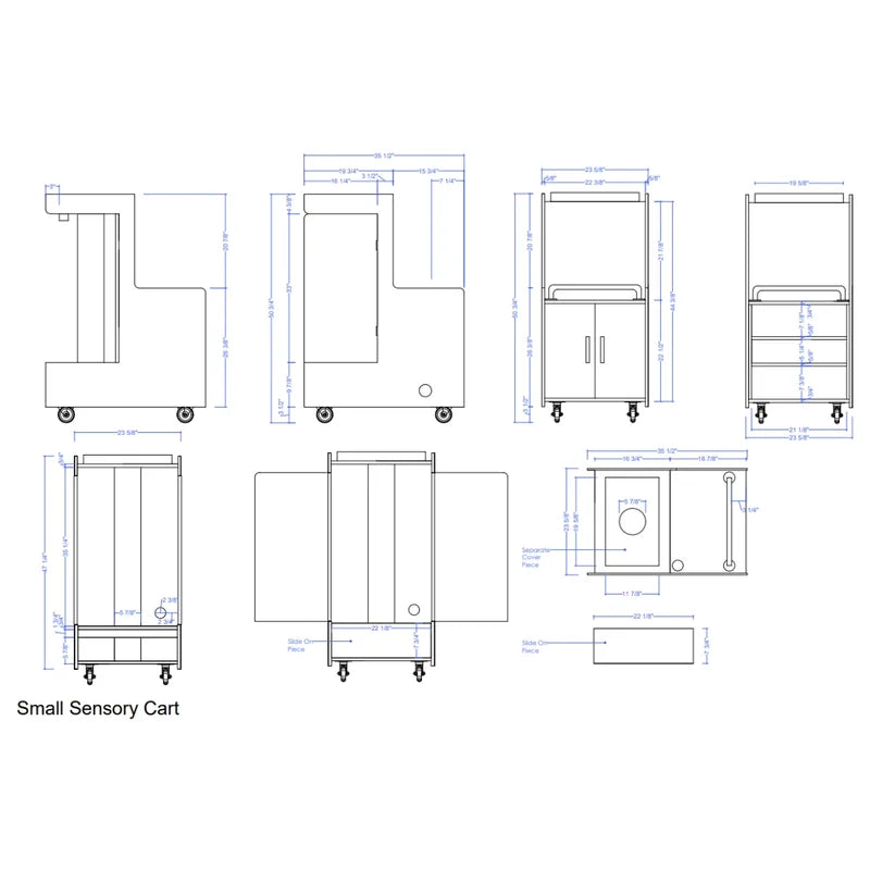 4ft Mobile Sensory Room with Projector - manufacturer cart dimensions diagram