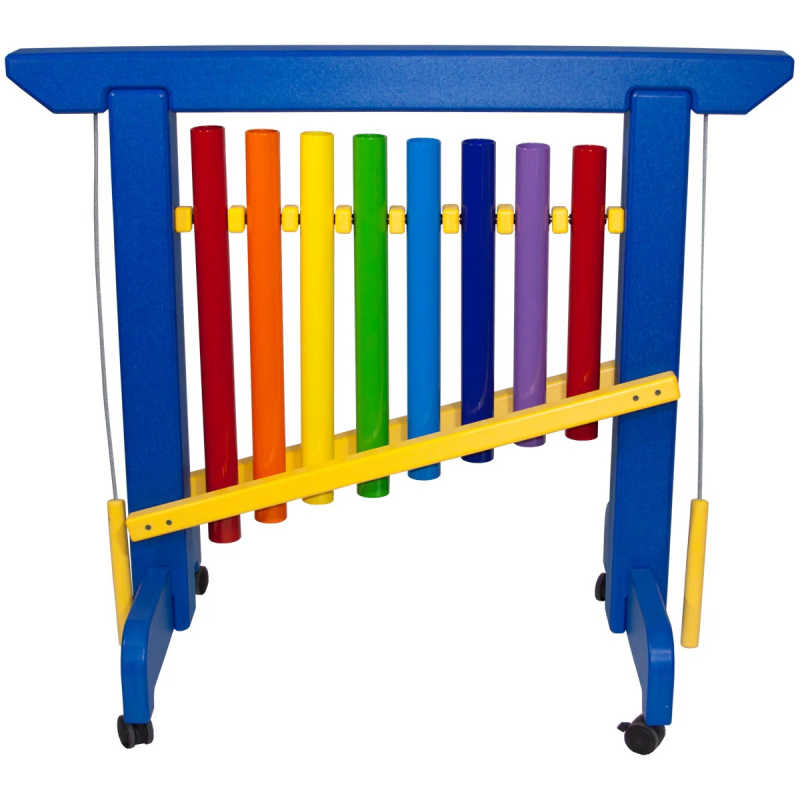 8 note rainbow chime unit commercial playground equipment in blue