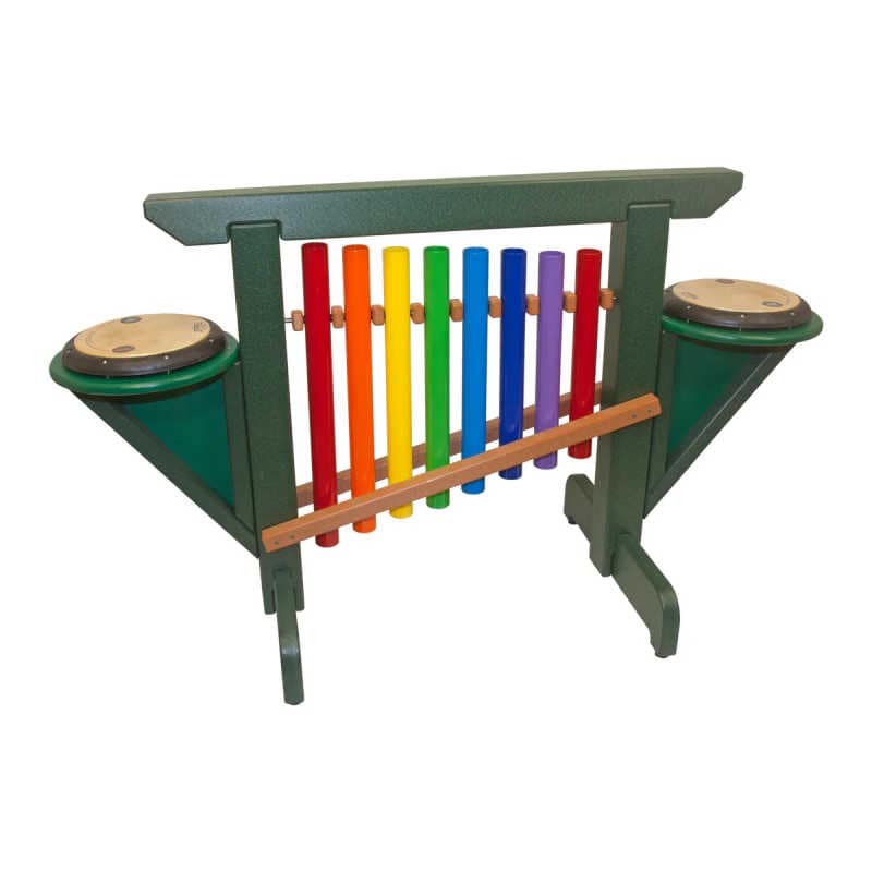 8 note rainbow chime unit musical playground equipment with drum