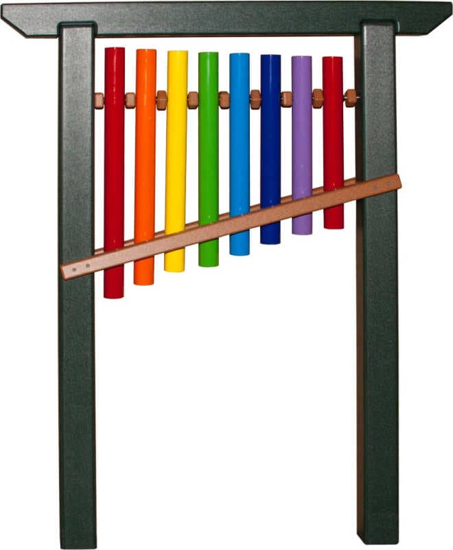8 note rainbow chime unit commercial playground equipment in green