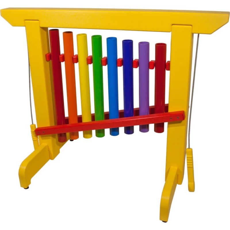 8 note rainbow chime unit in yellow commercial playground equipment