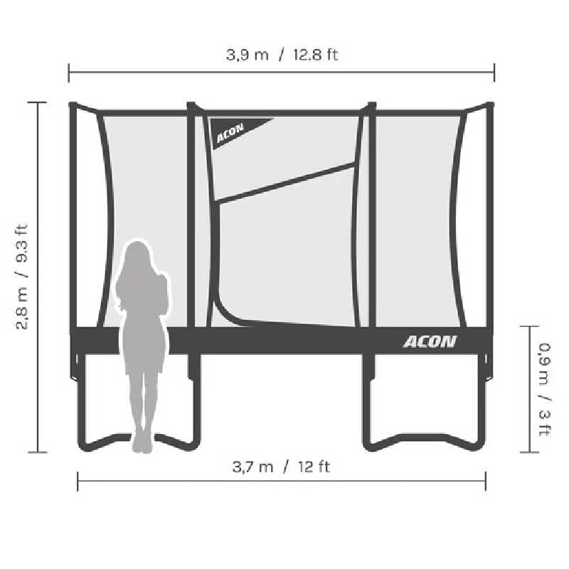 ACON Air 12ft Gen 2.0 Round Trampoline dimensions