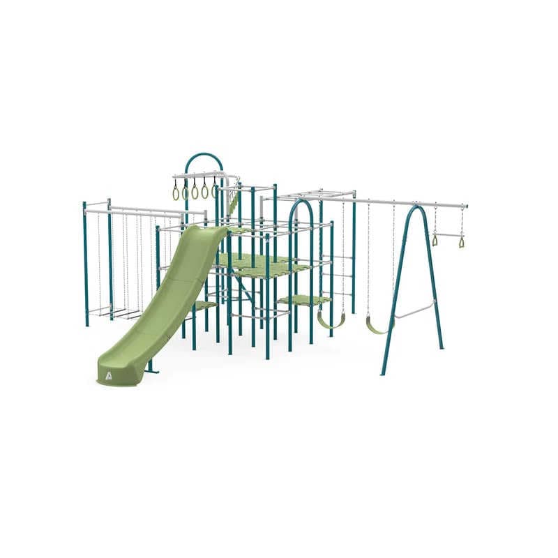 ActivPlay Jungle Gym with slide, monkey bars, swings, jungle line, hanging bridge and platforms